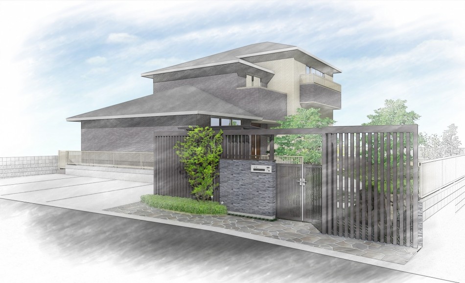 宮城県　外構　和モダンスタイルの工事が着工しました。