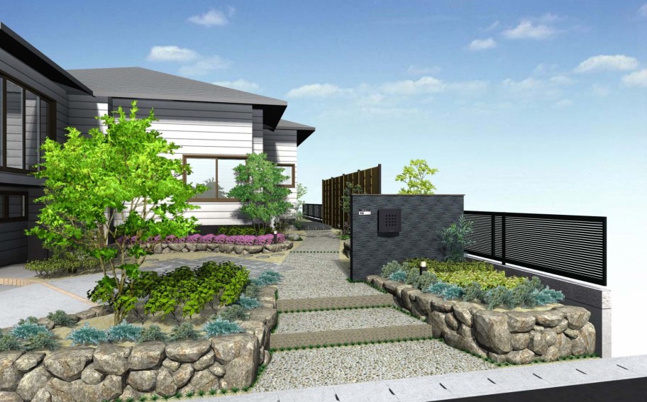 ジャパニーズテイストのお庭が着工しました。宮城県東松島市